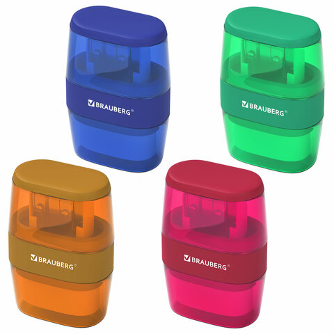 Точилка с ластиком 2 в 1 BRAUBERG "Double", 2 отверстия, яркие цвета корпуса ассорти, 271987