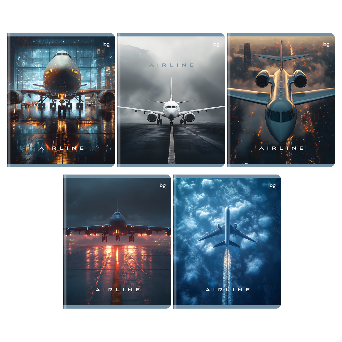 Тетрадь 96л., А5, клетка BG "Аэропорт", глянцевая ламинация