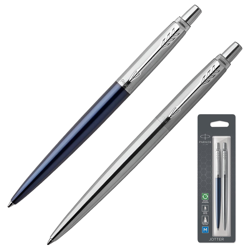 Набор ручек Parker JotterLondon:шарик.Blue+гелев.StainlessSteel,1мм 2033156