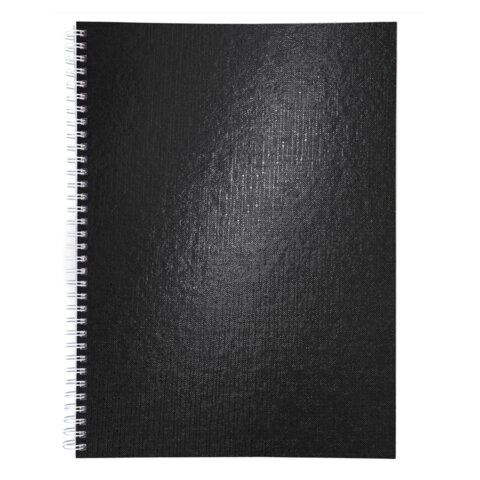 Тетрадь бумвинил А4 96л. гребень, офсет №1, клетка, ЧЕРНАЯ Metallic, HATBER, 077202, 96Т4бвВ1гр