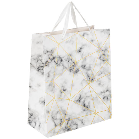 Пакет подарочный 26,5x12,7x33см ЗОЛОТАЯ СКАЗКА "Golden Marble", тиснение фольгой, 608251