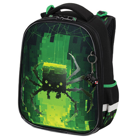 Ранец BRAUBERG PREMIUM, 2 отделения, с брелоком, "Digital spider", LED-ЛАМПОЧКИ, 38х29х16 см, 273101