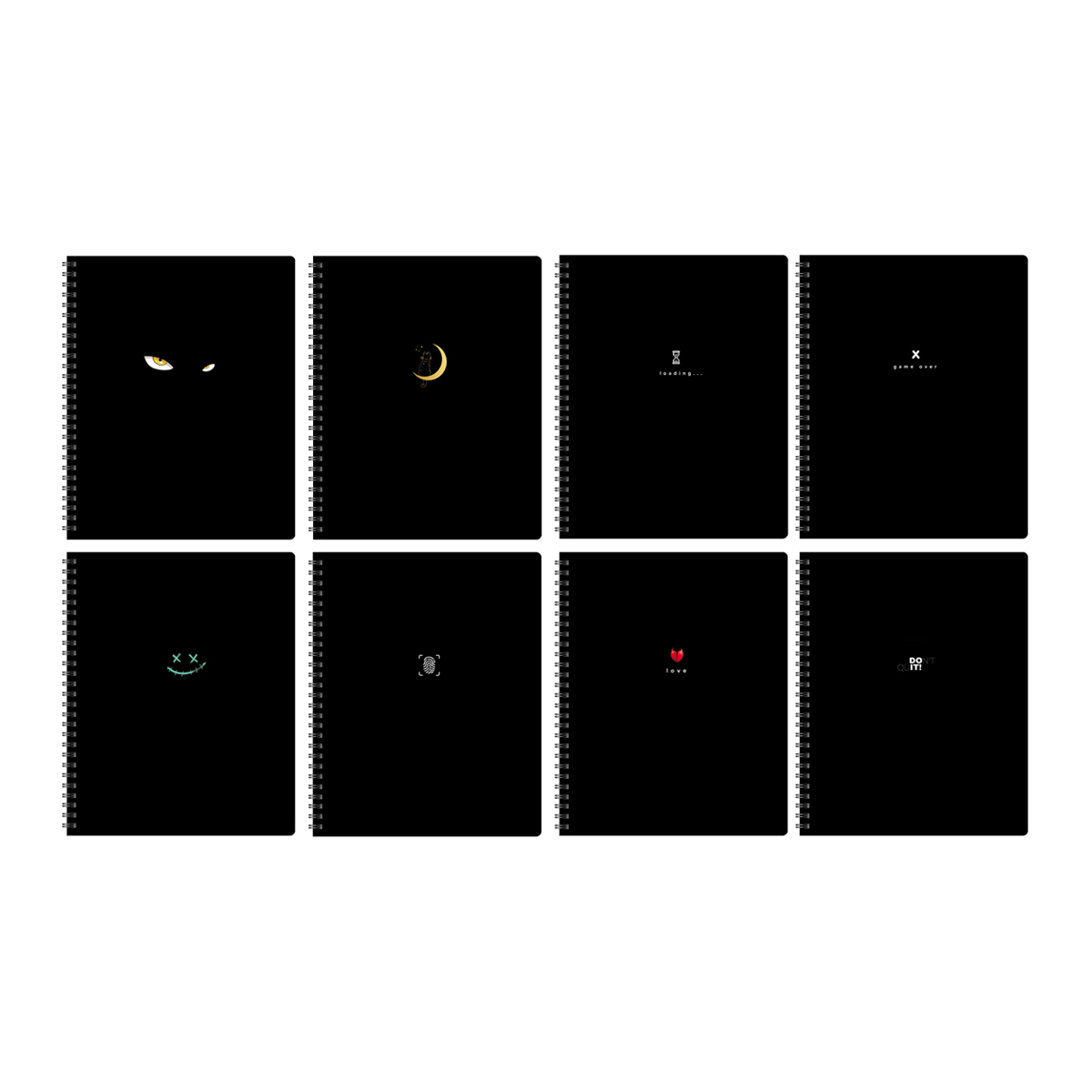 Тетрадь 80л., А5, клетка на гребне BG "In black", выборочный лак, двойная обложка