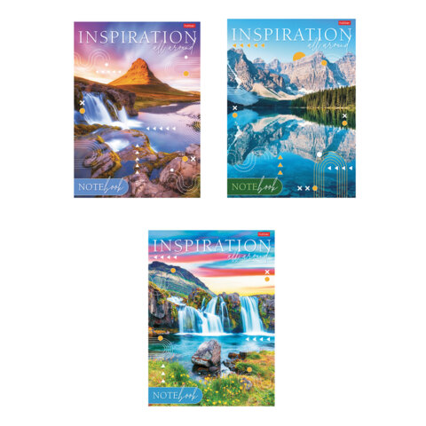 Тетрадь А4 80л. HATBER скоба, линия, глянцевая ламин., тиснение, Вдохновение вокруг (микс), 083173, 80Т4лтВ2