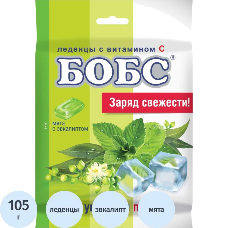 Леденцы БОБС мята с эвкалиптом, 3х35г, BS-8-3