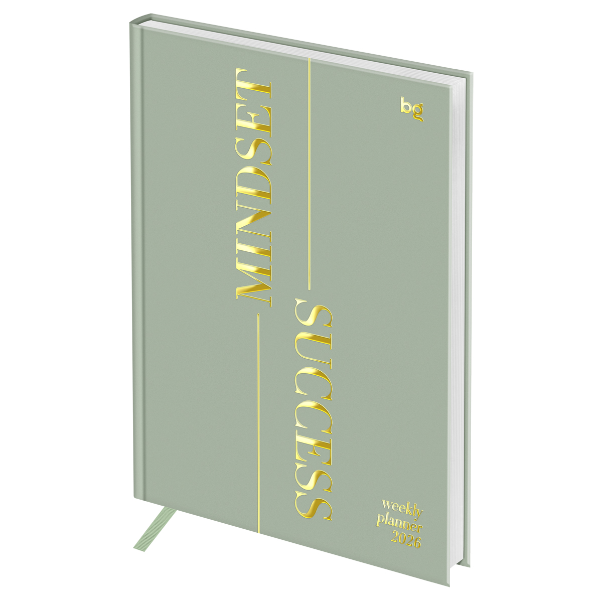 Еженедельник датированный 2026г., А5, 80л., 7БЦ, BG "Mindset. Sage", отд. фольгой 3D