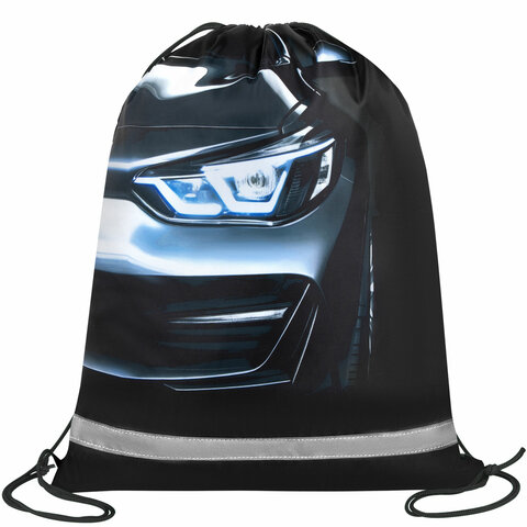 Мешок для обуви BRAUBERG KIDS, светоотражающая полоса, 46х36 см, "Dark car", 273439