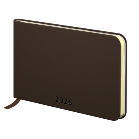 Еженедельник датированный 2026 МАЛЫЙ ФОРМАТ 105х160 мм, А6, BRAUBERG "Unique", темно-коричневый, 117207