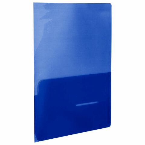 Папка-уголок 2 кармана непрозрачная А4 BRAUBERG SPECIAL, синяя, 0,18 мм, 273060