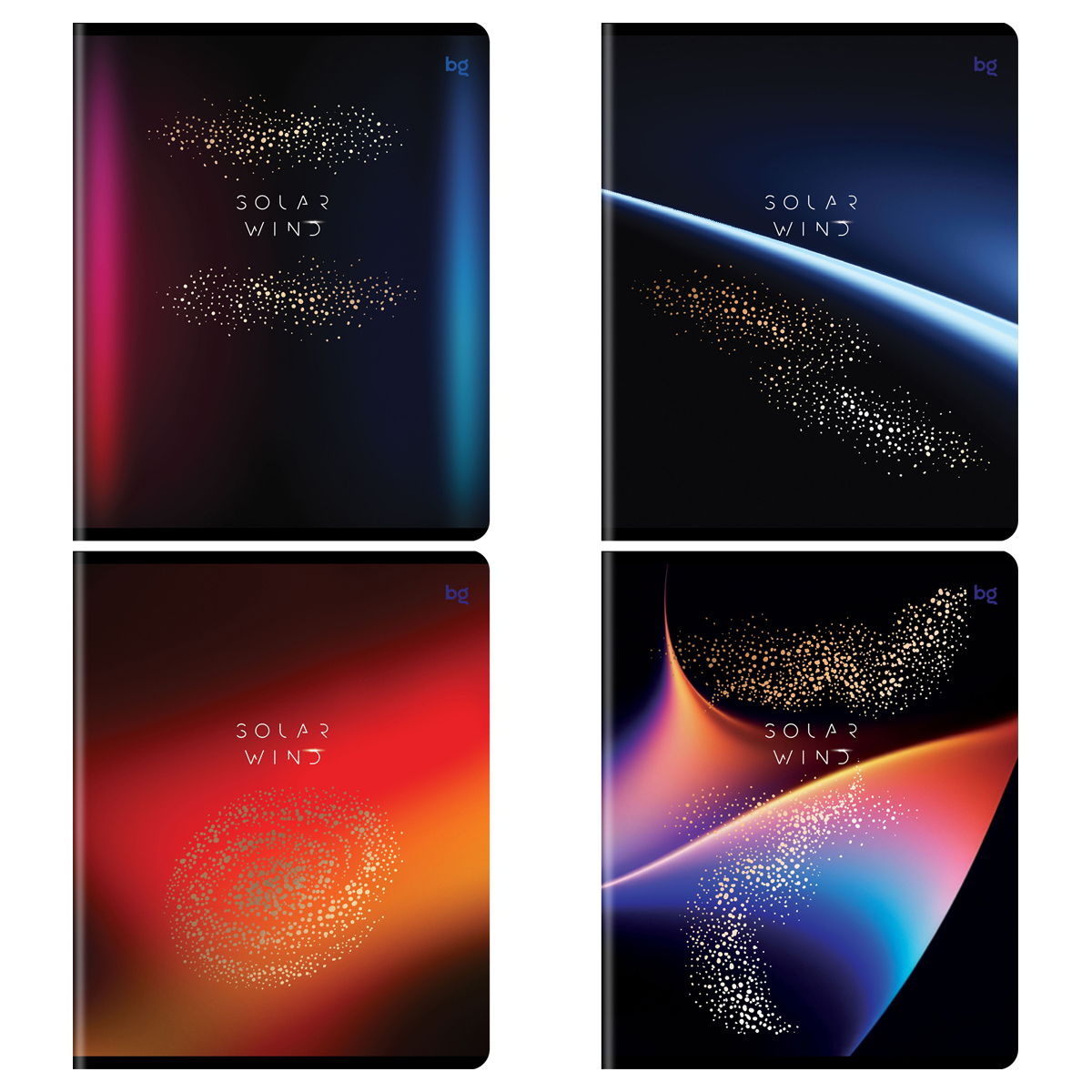 Тетрадь 96л., А5, клетка BG "Solar wind", тиснение фольгой