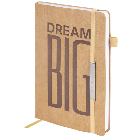 Ежедневник недатированный А5 138х213мм BRAUBERG "BeStyle", под кожу, резинка, держатель, 160л, песочный, 116216