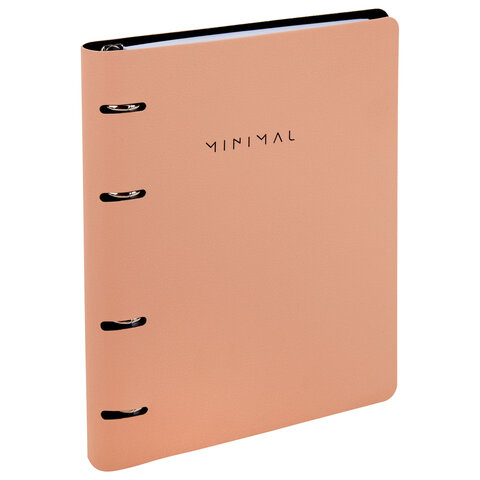 Тетрадь на кольцах А5, 175х215 мм, 120 л., под кожу, BRAUBERG VISTA, "Minimal", персиковый, 405214