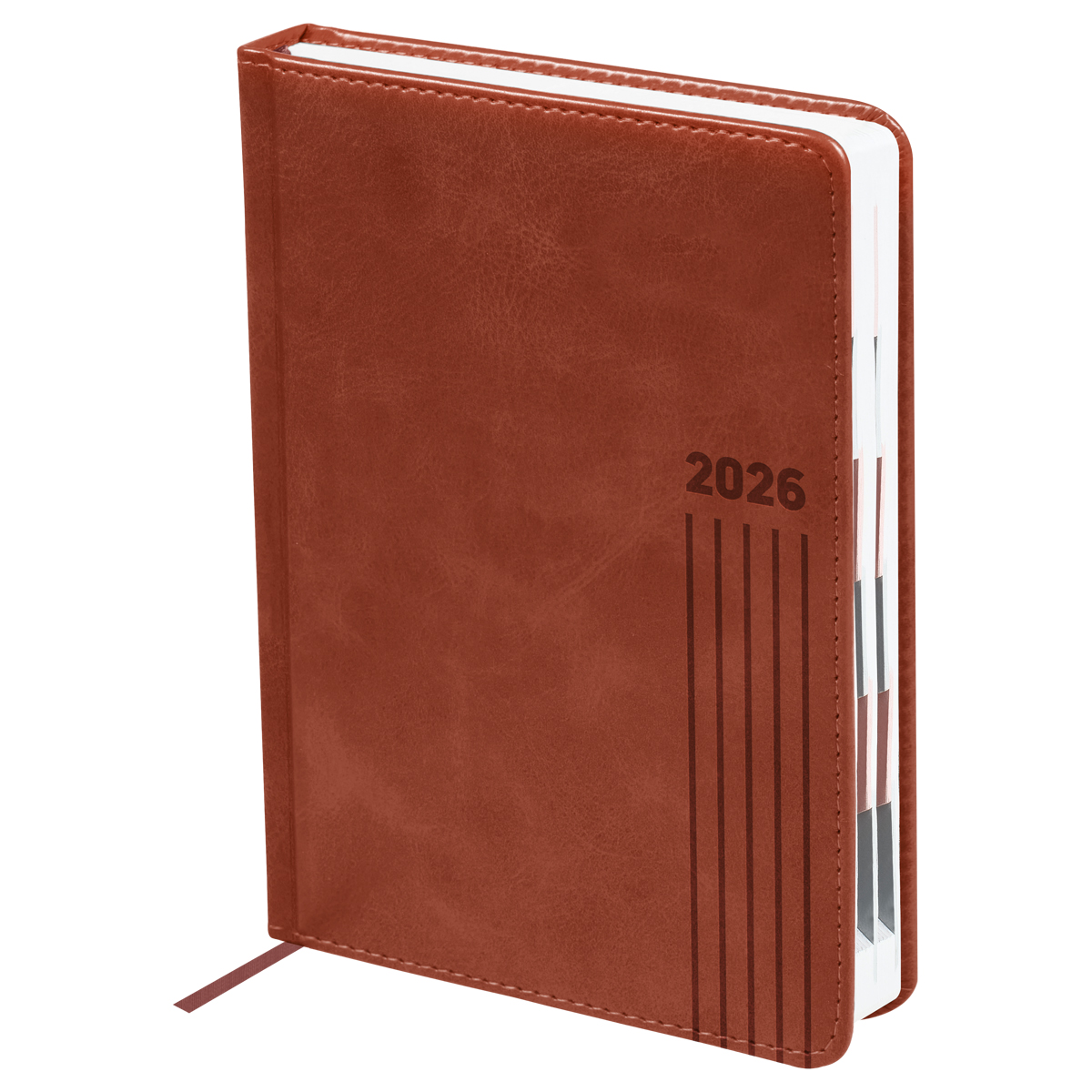 Ежедневник датированный 2026г., А5, 176л., твердый переплет, BG "Vesper Index. Brown", коричневый, блок с индексной вырубкой