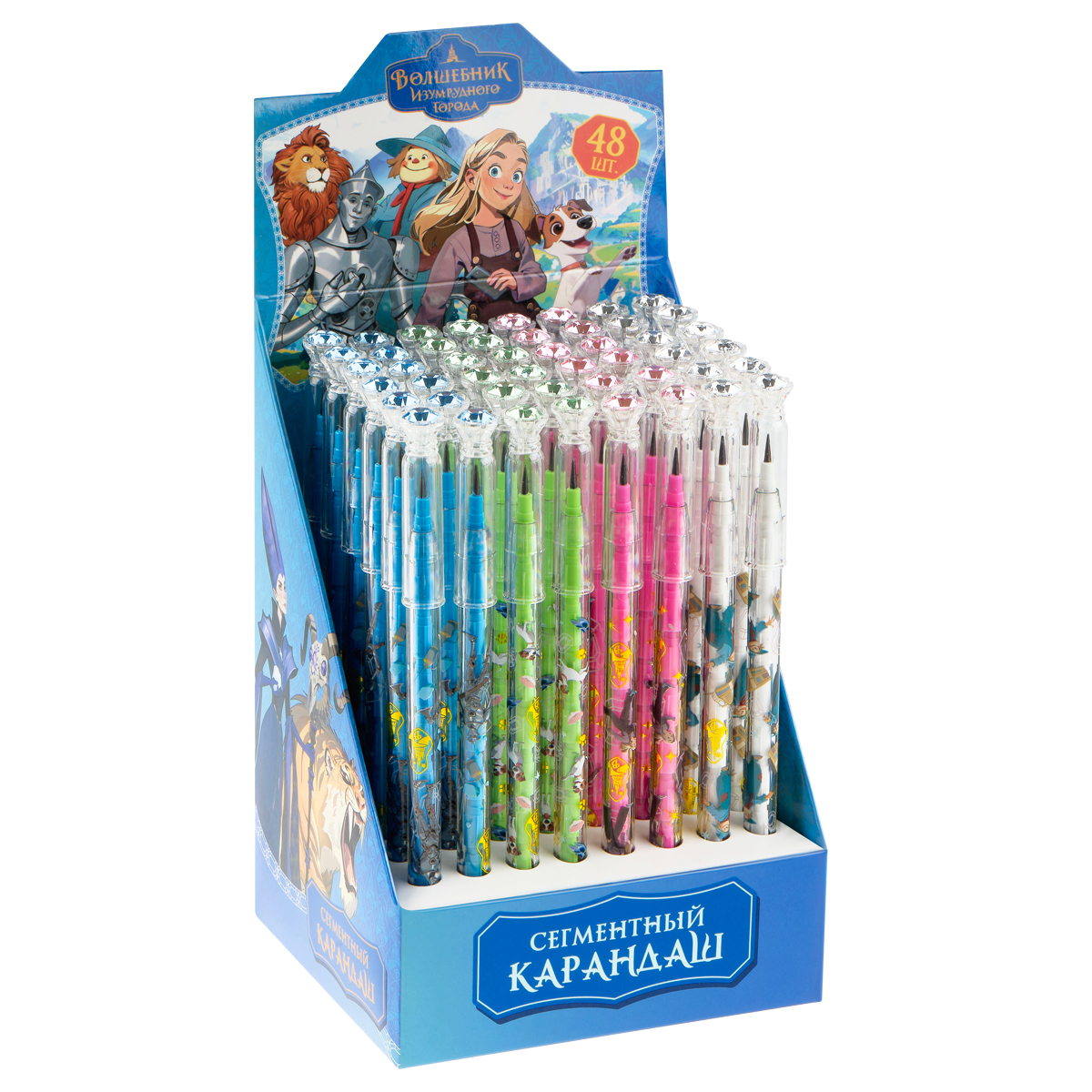 Карандаш сегментный Мульти-Пульти "Волшебник Изумрудного города", с топпером-кристаллом, ассорти, шоу-бокс
