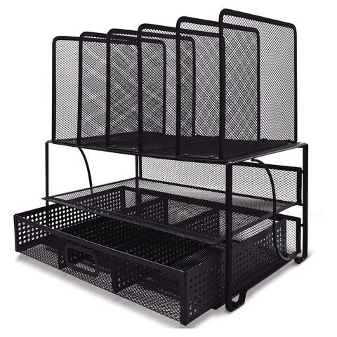 Органайзер многосекционный металлический BRAUBERG "Germanium", 335х228х335 мм, черный, 272474