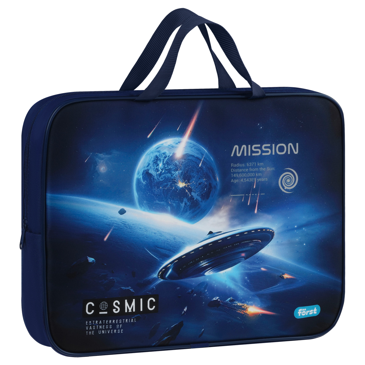 Папка текстильная с ручками 1 отделение, А4 Först "Cosmic", 350*265*80мм, текстиль, на молнии