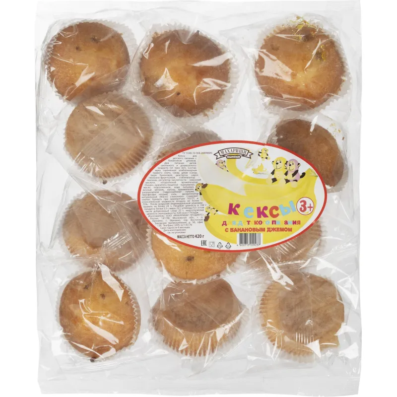 Кекс Махариши для детского питания с банановым джемом, 420г