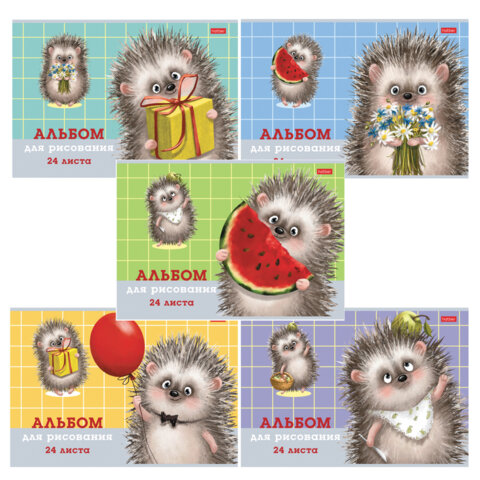 Альбом д/рис. А4 24л., скоба, обложка картон, тиснение, HATBER, 205х290мм, Хорошо быть Ежиком, 24А4тВ