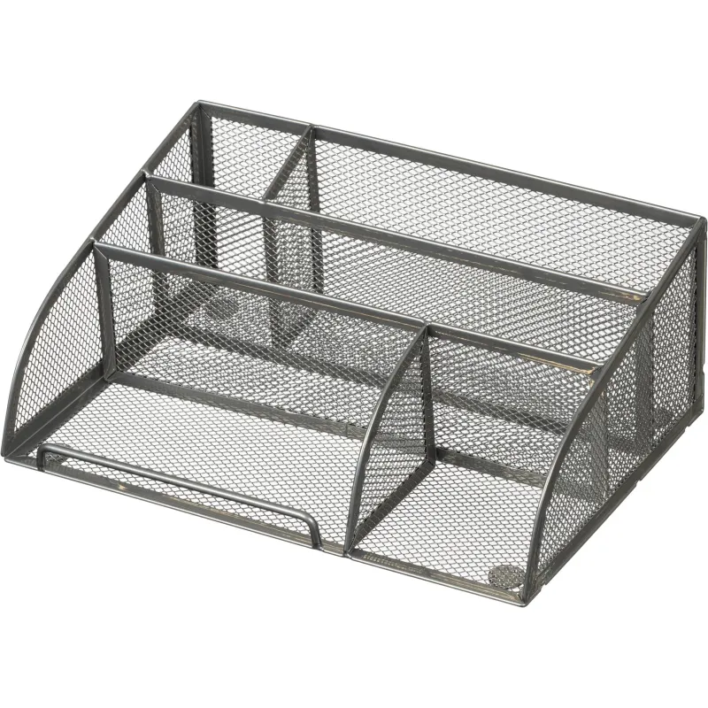 Подставка-органайзер д/канц.мелочей Комус 5отд мет сетка 255х180х105мм сере
