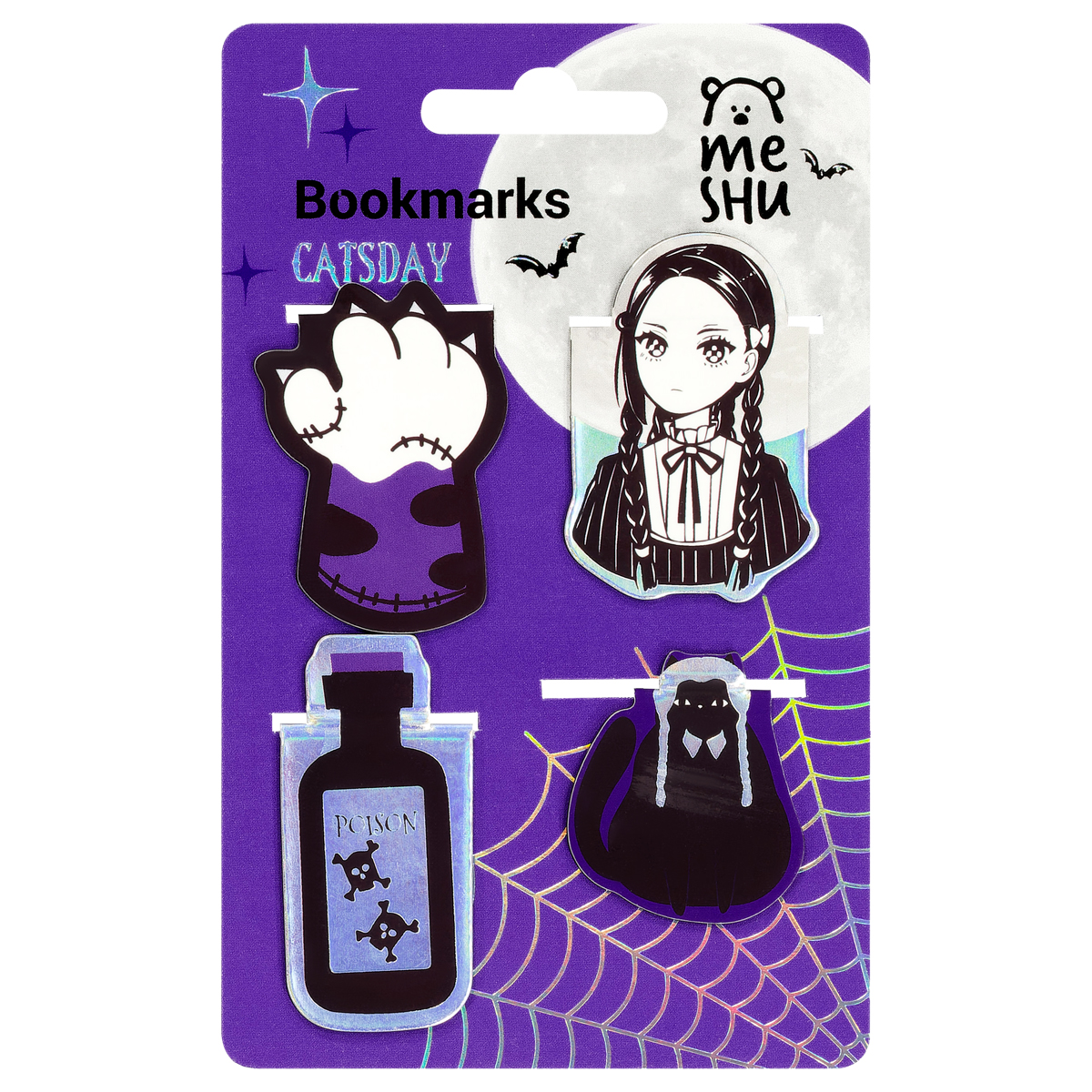 Закладки магнитные для книг, 4шт., MESHU "Catsday", матовая ламинация, фольга