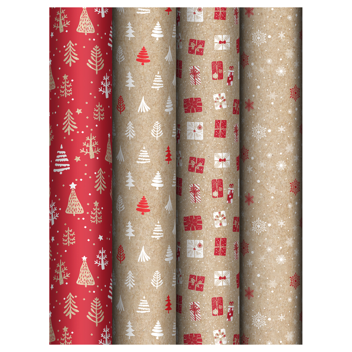 Упаковочная бумага глянц. 70*100см, MESHU "Craft NY pattern", 70г/м2, ассорти 4 дизайна