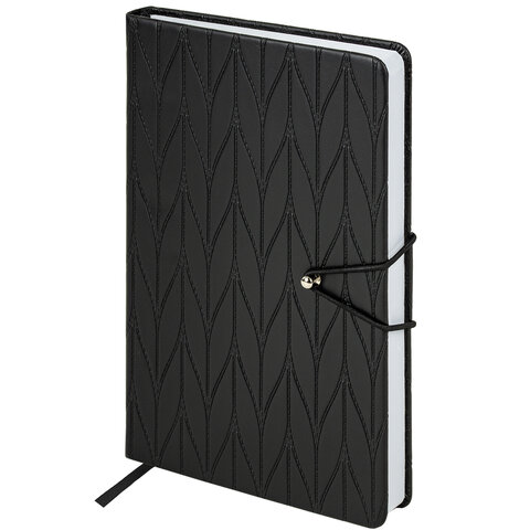 Ежедневник недатированный А5 138х213мм BRAUBERG Braided, под кожу, гвоздик 160л, черный, 116595