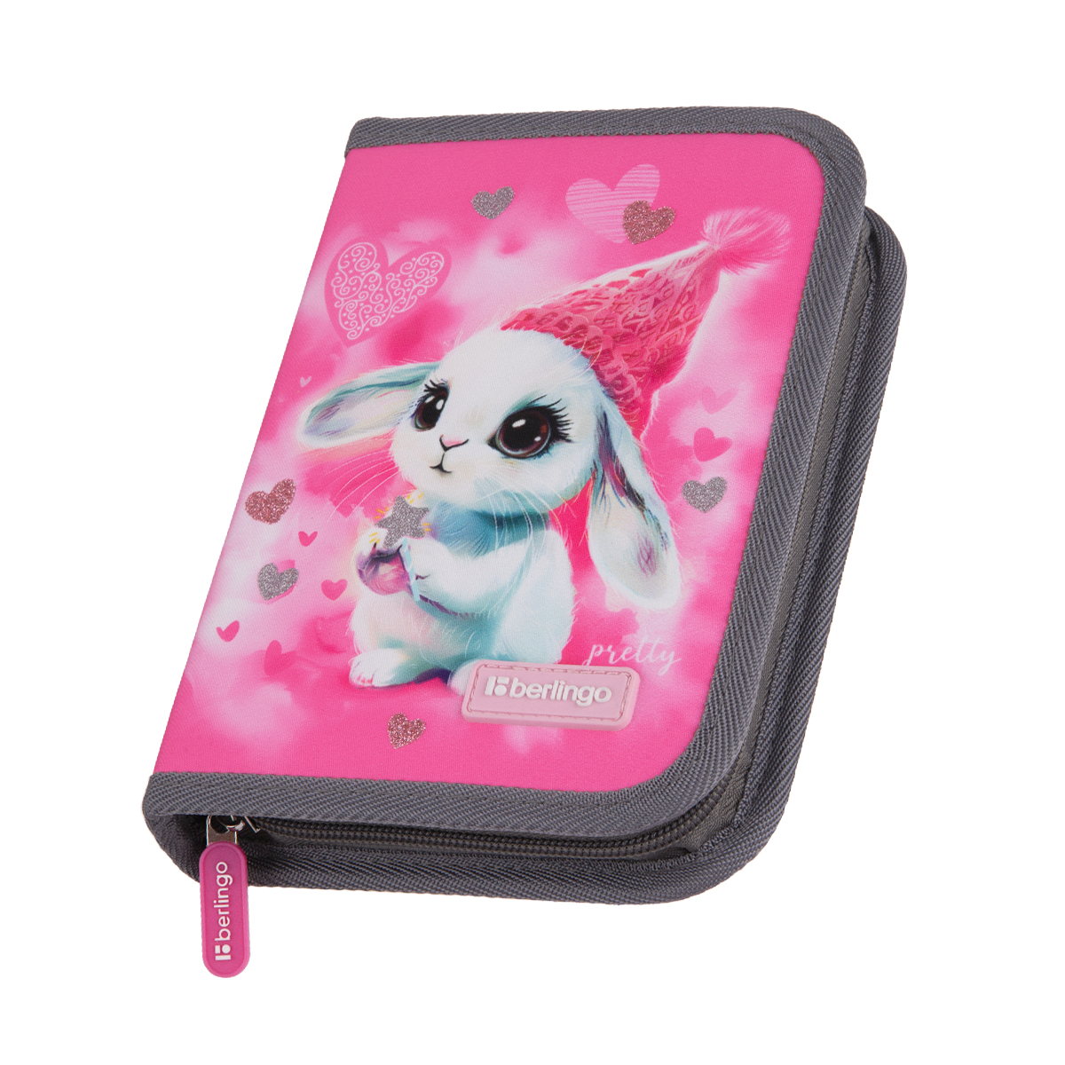 Пенал 1 отделение, 200*140*40 Berlingo "Dreamy Bunny", дополнительная откидная секция, полиэстер