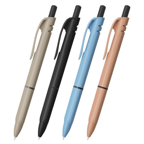 Ручка шариковая автоматическая с грипом BRAUBERG "MORANDI COLOR", СИНЯЯ, пишущий узел 0,5 мм, линия письма 0,3 мм, 144494