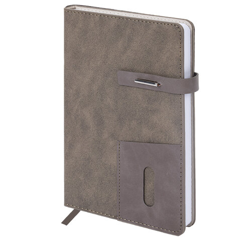 Ежедневник недатированный А5 138х213мм BRAUBERG "Cowboy", под кожу, застежка 160л, коричневый, 116198