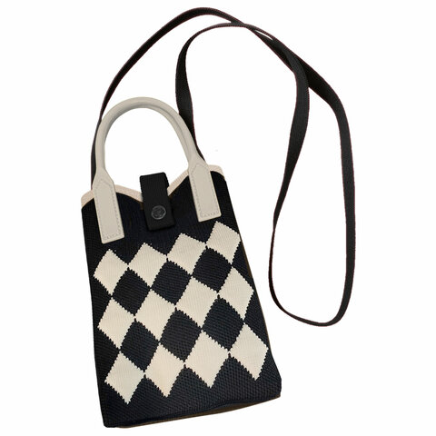 Сумочка-органайзер повседневная HEIKKI KNIT (ХЕЙКИ) кросс боди, вязаная, 17х12х5 см, "Black and white", 273793