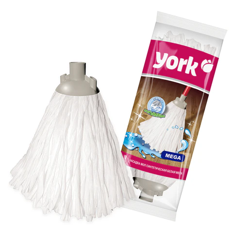 Насадка МОП для швабры ленточная Мега, крепление еврорезьба, вискоза, ворс 26см, 145г, YORK, 078010