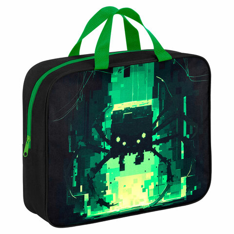 Папка на молнии с ручками BRAUBERG А4, 1 отделение, полиэстер, 80 мм, "Digital spider", 273303