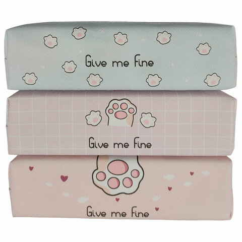 Пенал мягкий ПИФАГОР, 1 отделение, ПВХ, ассорти "Pawesome", 20х6х4 см, 273822