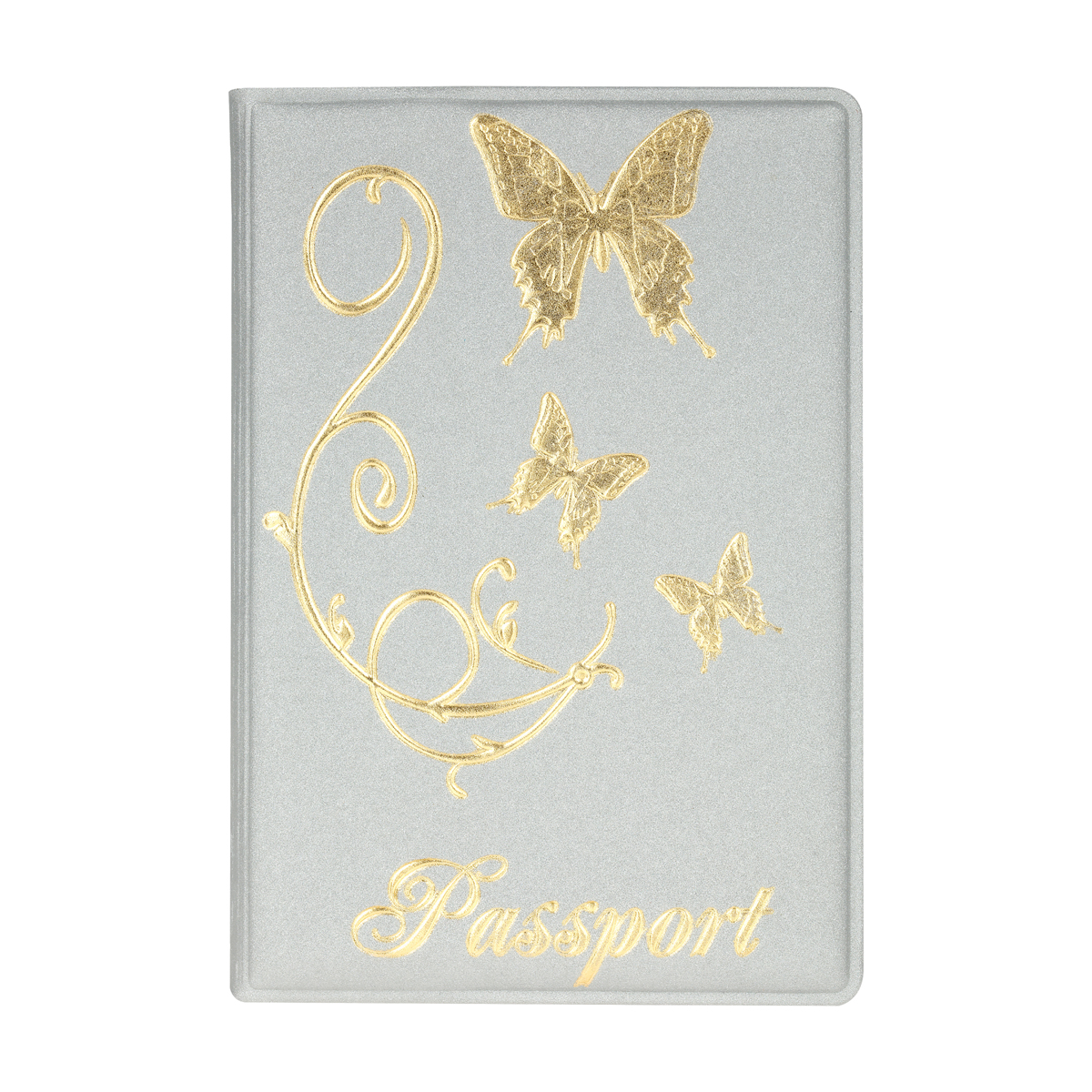 Обложка для паспорта OfficeSpace "Бабочки" мягкий полиуретан, серебро, тиснение золотом