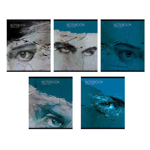 Тетрадь А5 48л. ПЗБМ скоба, клетка, Soft Touch, Каменный взгляд (микс в спайке), 2322, 23225