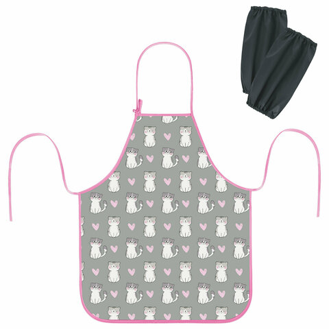Фартук с нарукавниками для уроков труда ЮНЛАНДИЯ, регулировка по росту, 46х54 см, "Sweet whiskers", 273766