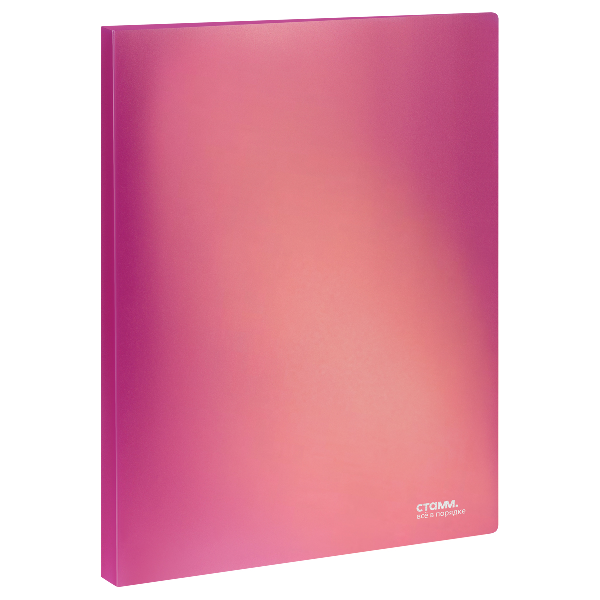 Папка с 40 вкладышами СТАММ "Сияние" А4, 21мм, 700мкм, пластик, розовый