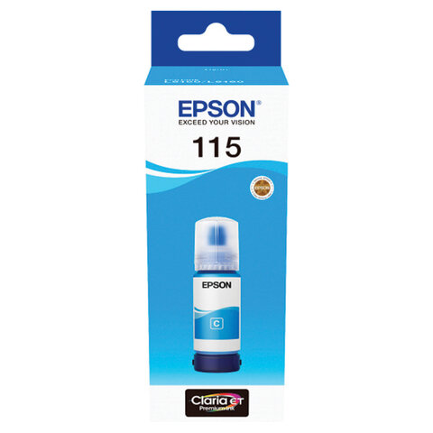 Чернила EPSON 115 (C13T07D24A) для СНПЧ L8160/L8180, голубые, объем 70 мл, ОРИГИНАЛЬНЫЕ,  C13T07D24A