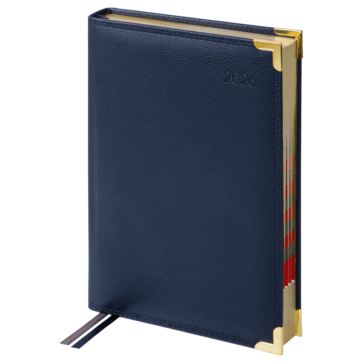 Ежедневник датированный 2026г., А5, 184л., Delucci, Фактурная кожа, зол. срез, черный