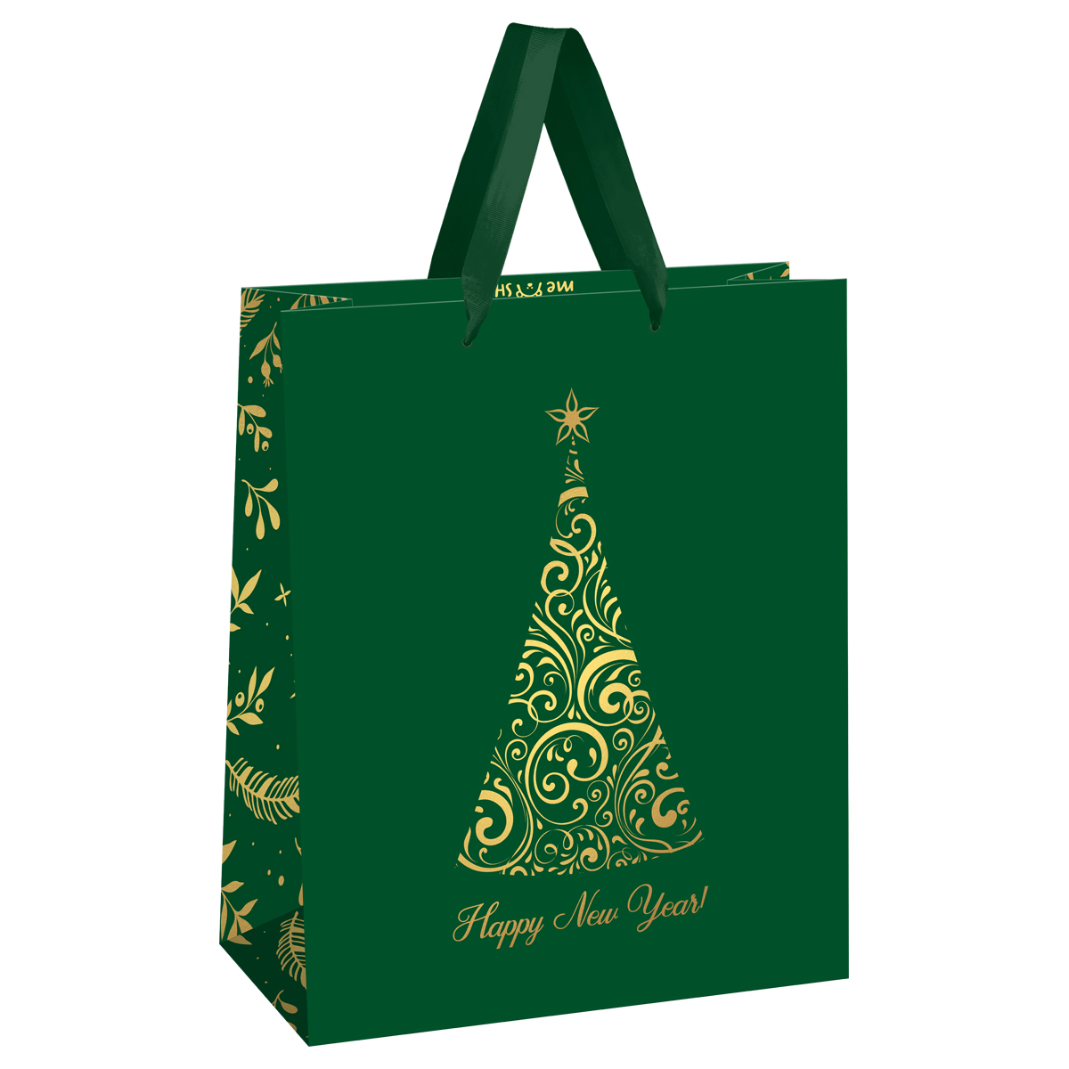 Пакет подарочный 33*42*12см MESHU "Christmas tree",  фольга, матовая ламинация