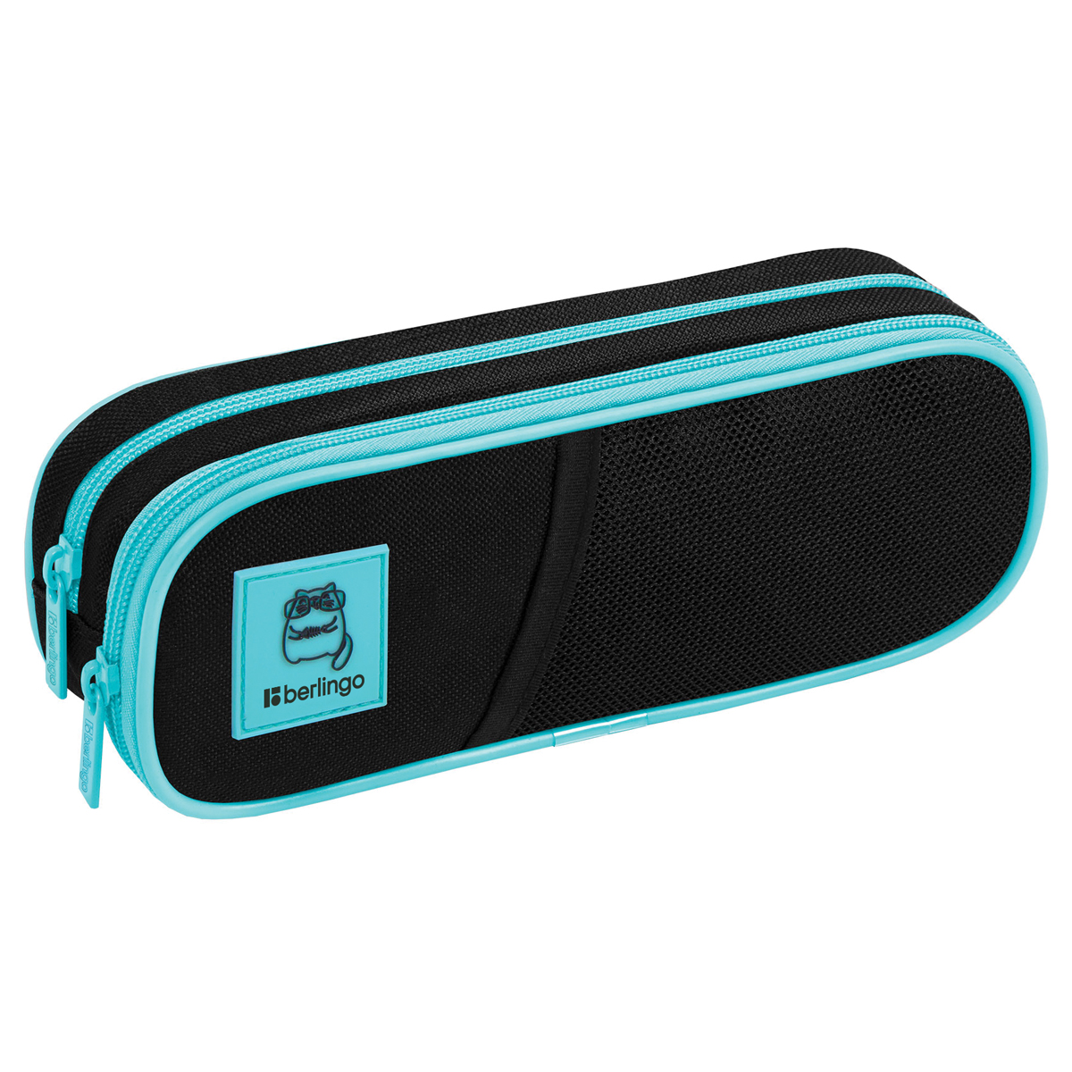 Пенал мягкий 2 отделения, 220*80*50 Berlingo "Clever cat", полиэстер, внутр. органайзер