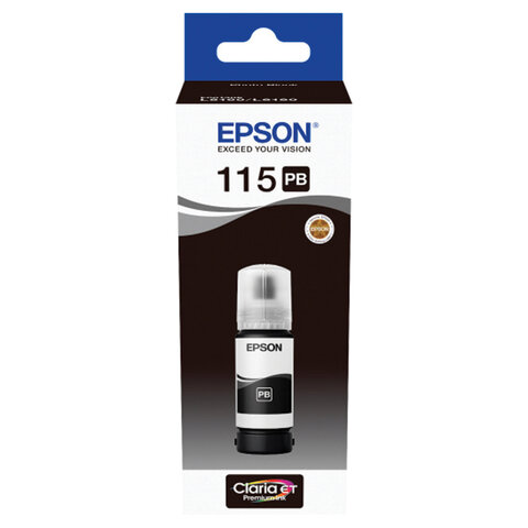Чернила EPSON 115 (C13T07D14A) для СНПЧ L8160/L8180, черные фото, объем 70 мл, ОРИГИНАЛЬНЫЕ,  C13T07D14A