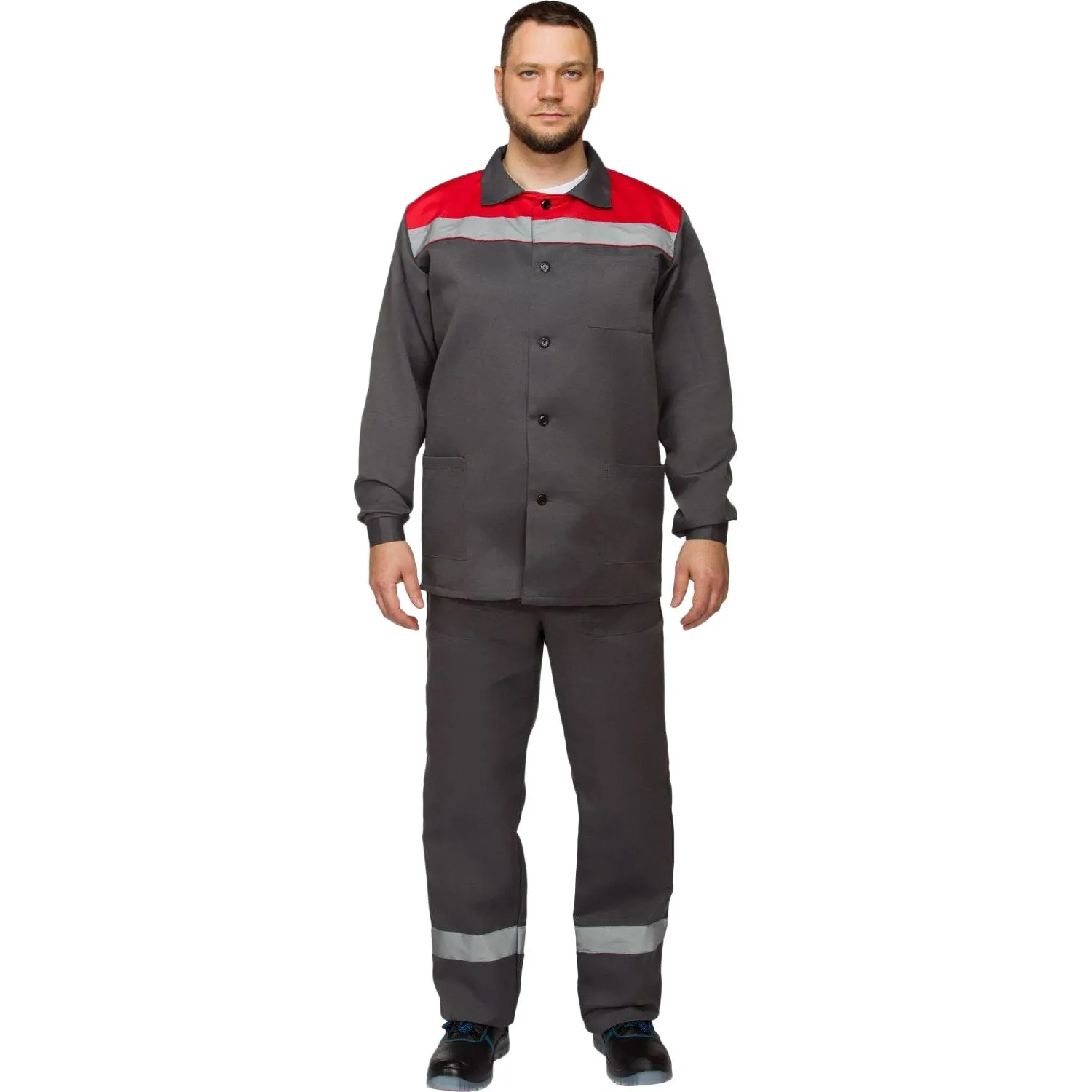 Костюм лет муж (куртка, пк) л16 с СОП сер/крас 120-124/170-176