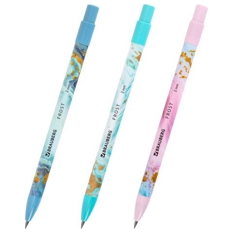 Карандаш механический цанговый 2 мм, BRAUBERG "FROST", HB, встроенная точилка, корпус ассорти, 182062