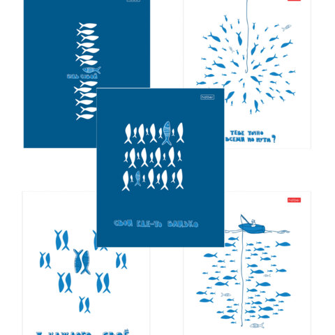 Тетрадь обложка пластик с печатью, А5 96л. скоба, клетка, HATBER, Рыба моя (микс в спайке), 090215, 96Т5В1пл