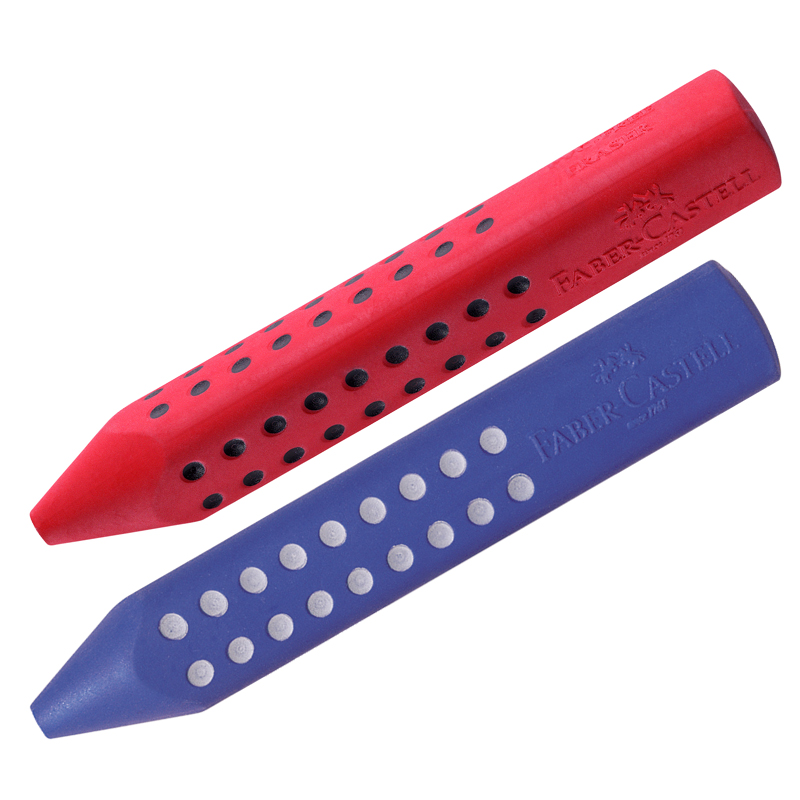 Ластик Faber-Castell "Grip 2001", трехгранный, красный/синий, 90*15*15мм