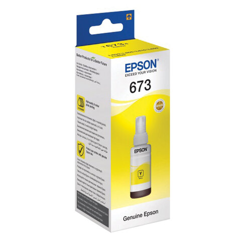 Чернила EPSON (C13T67344A) для СНПЧ Epson L800/L805/L810/L850/L1800, желтые, оригинальные, C13T67344A/498