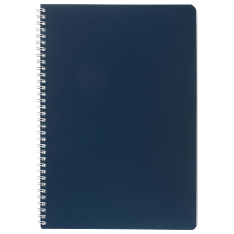 Тетрадь А4 96 л., HATBER, гребень, клетка, Soft-touch ламинация, SoloMatte "Сапфир", 092883, 96Т4лВ1гр