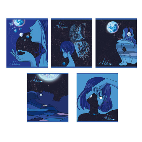 Тетрадь А5 48л. ПЗБМ скоба, клетка, Soft Touch, глиттер, Космо (микс в спайке), 23829