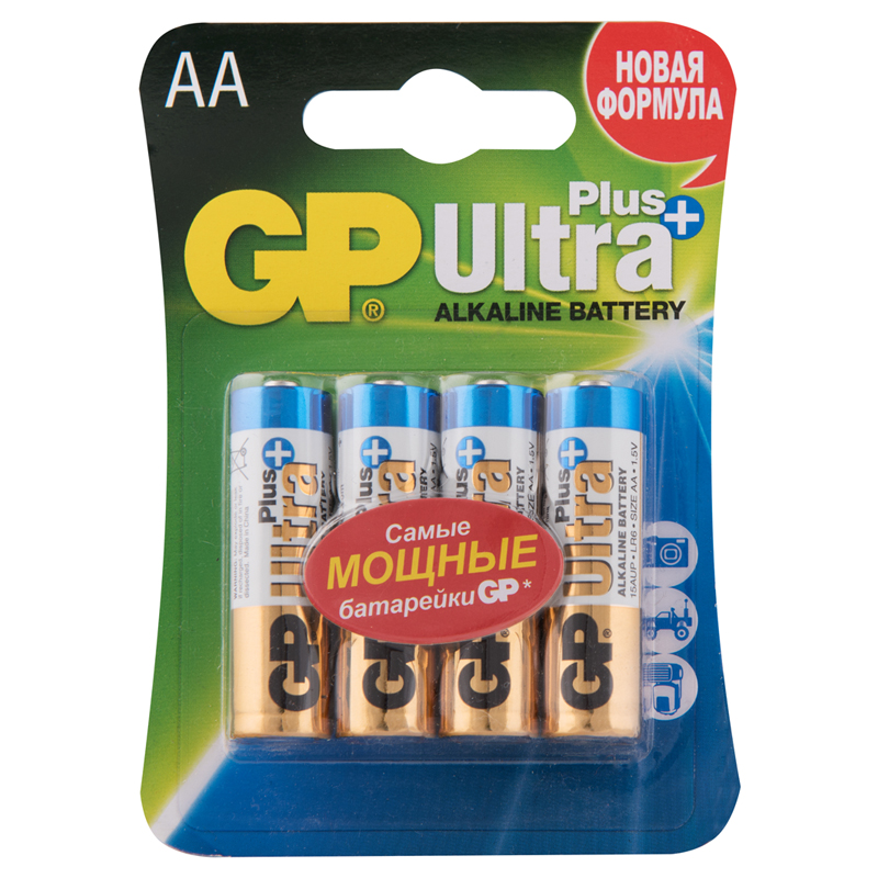Батарейка GP Ultra Plus AA (LR06) 15AUP алкалиновая, BC4